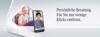 
Ein Mann und eine Frau f�hren ein Videoberatungsgespr�ch �ber Smartphone. Daneben der Text: &sbquo;Pers�nliche Beratung. F�r Sie nur wenige Klicks entfernt.&lsquo;
