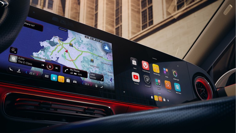 
			Nahaufnahme des Superscreens im neuen CLA.
		