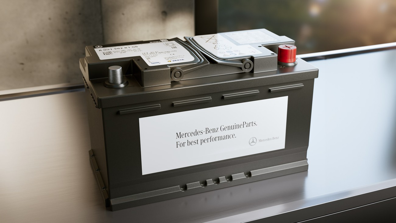 
			Nahaufnahme einer Batterie von Mercedes-Benz. Das Bild verweist auf die Bedeutung leistungsf�higer und passender Batterietechnik f�r das Fahrzeug.
		