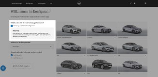 
Screenshot der Konfigurator-Ansicht, auf der links der Bereich hervorgehoben ist, in dem der Haken bei &bdquo;Fahrzeug unverbindlich konfigurieren&ldquo; gesetzt ist, der andere Bereich ist leicht ausgegraut.
