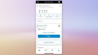 
Screenshot der Mercedes-Benz App, auf dem der nchste Ladepunkt angezeigt wird.
