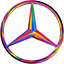 Der Mercedes Stern in Regenbogenfarben
